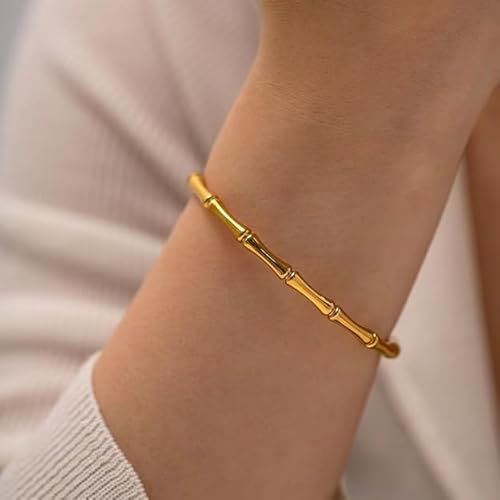Women’s Gold Plated Bamboo Style Bracelet – Stylish Daily Wear Bangle