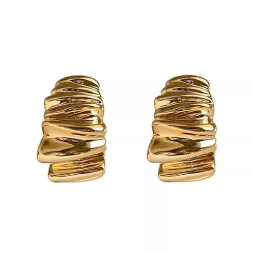 Women’s Gold Textured Chunky Hoop Earrings – Bold Statement Jewelry
