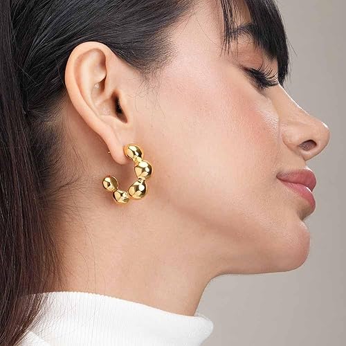 GLEVIA Gold Bubble Hoop Earrings – Modern Statement Design