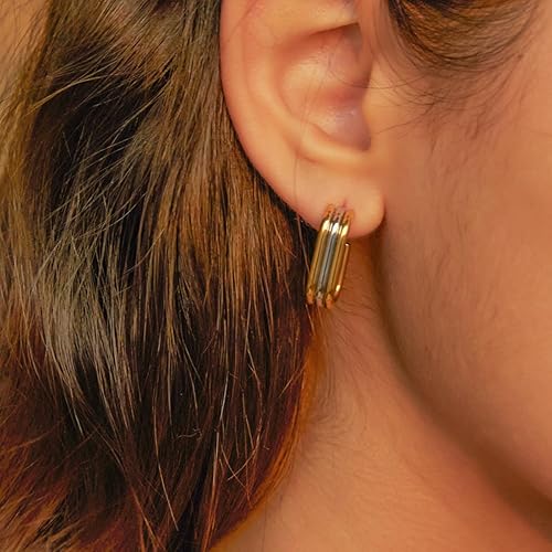 GLEVIA Two-Tone Gold & Silver Earrings – Contemporary Design