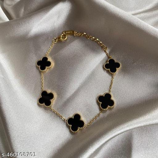 GLEVIA Four-Leaf Clover Charm Bracelet (Black Edition)