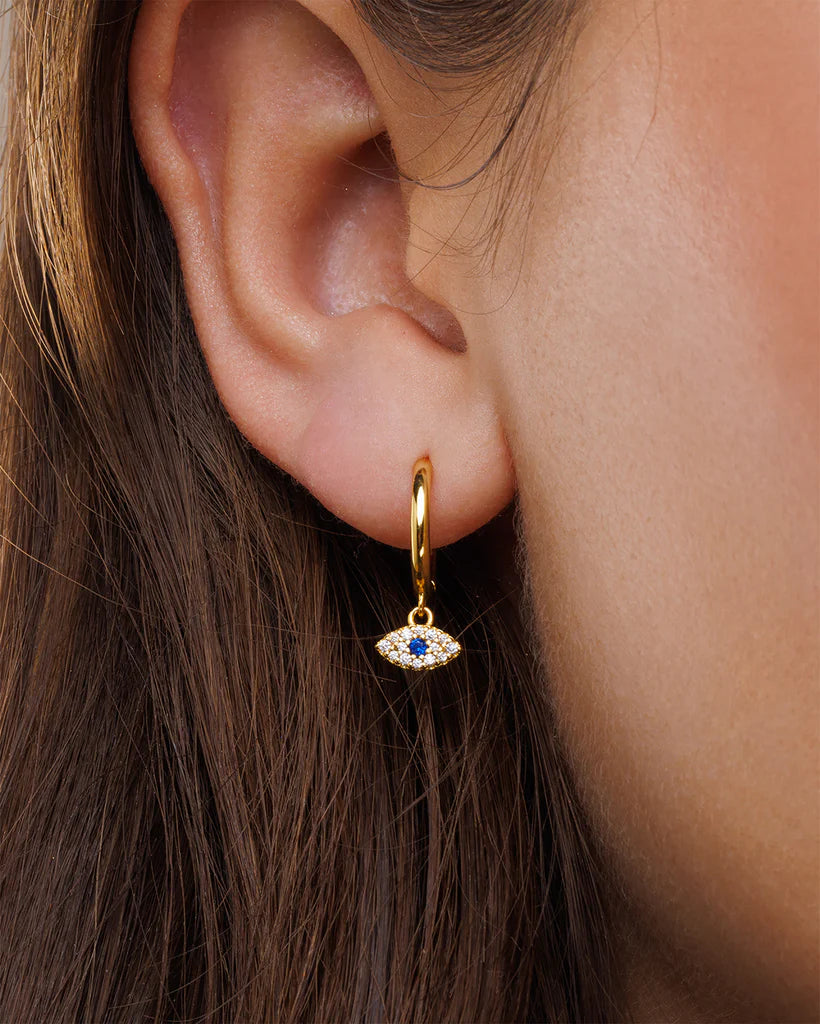 GLEVIA Gold Evil Eye Protection Hoop Earrings