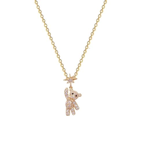 Teddy Bear Star Pendant Necklace – Gold Plated | Anti-Tarnish
