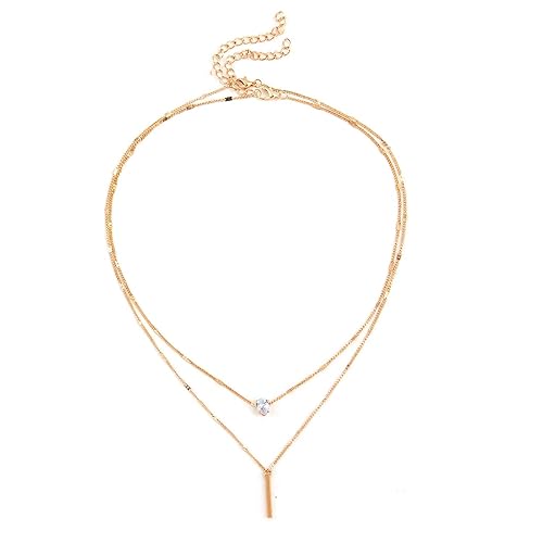 GLEVIA Stylish Multilayer Crystal Chain Pendant Necklace for Women and Girls (14563np), Gold