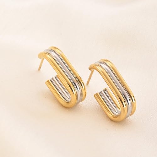 GLEVIA Two-Tone Gold & Silver Earrings – Contemporary Design