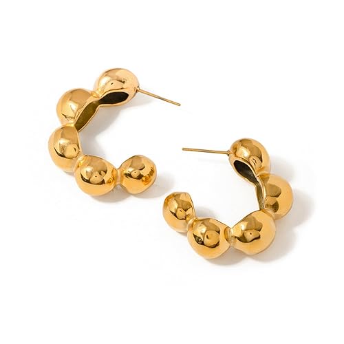 GLEVIA Gold Bubble Hoop Earrings – Modern Statement Design