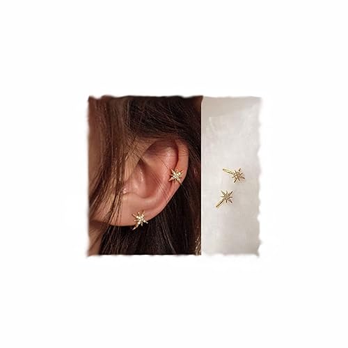 Women’s Gold Star Crystal Stud Earrings – Elegant Daily Wear