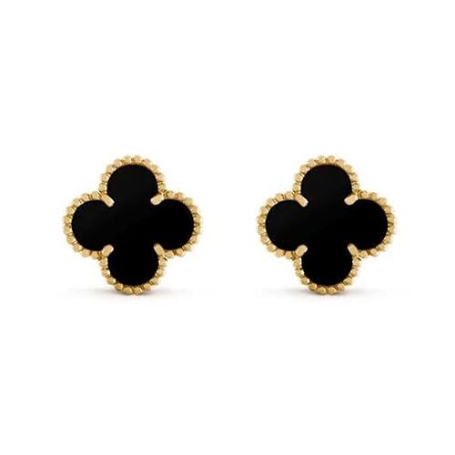 GLEVIA Black Clover Stud Earrings for Women – Elegant Daily Wear Studs