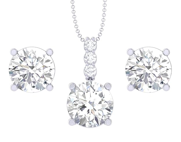 GLEVIA Sparkling Solitaire Pendant & Earrings Set for Women