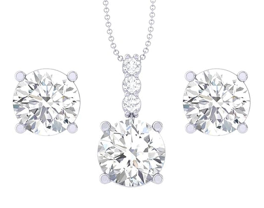GLEVIA Sparkling Solitaire Pendant & Earrings Set for Women