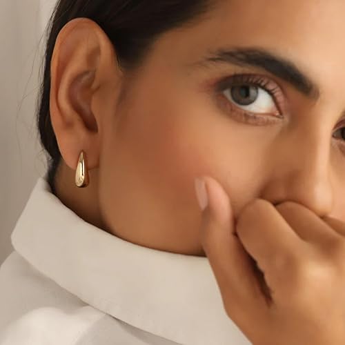 Women’s Gold Plated Geometric Earrings Set – 6 Pair Minimal Ear Studs & Hoops