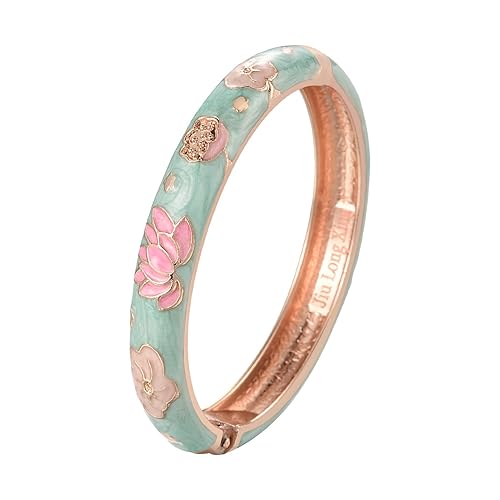 GLEVIA Floral Enamel Bangle – Pastel Elegance in Gold Finish