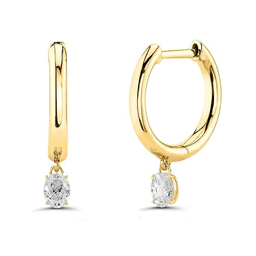 Gold Mini Hoop Earrings with Crystal Drop for Women