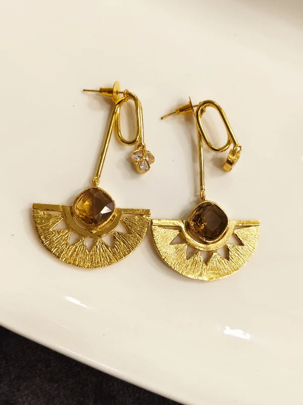 GLEVIA Stylish Golden Polish Earring | Anti Tarnish Stone Earrings
