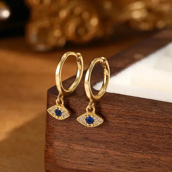 GLEVIA Gold Evil Eye Protection Hoop Earrings